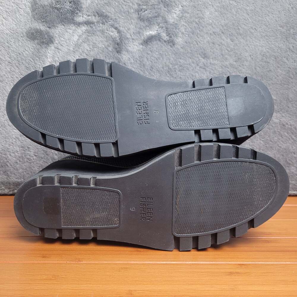 Eileen Fisher Marie Women’s 9 Gray Knit Platform Wedge Lug Sole Shoes - Picture 5 of 8